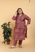 Jyoti Fashion Women's Brown Lichi Viscose Digital Print with Handwork Kurta Set - Distacart