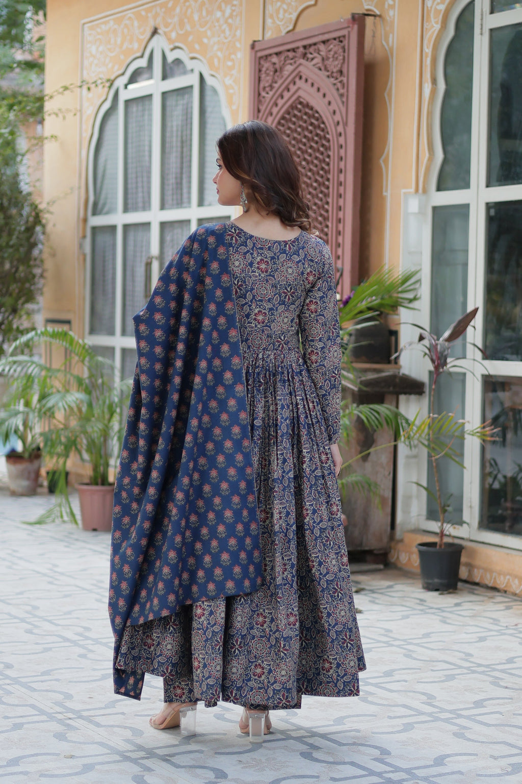 Jyoti Fashion Women's Blue Cotton Floral Printed Designer Kurta Set - Distacart