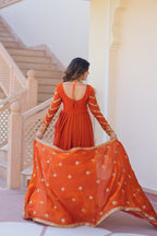 Jyoti Fashion Women's Fanta Fendi Sequins & Zari Embroidered Anarkali Set With Dupatta