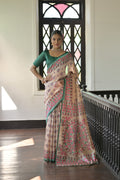 Jyoti Fashion Women's Green Soft Tussar Silk Printed Designer Saree with Blouse - Distacart