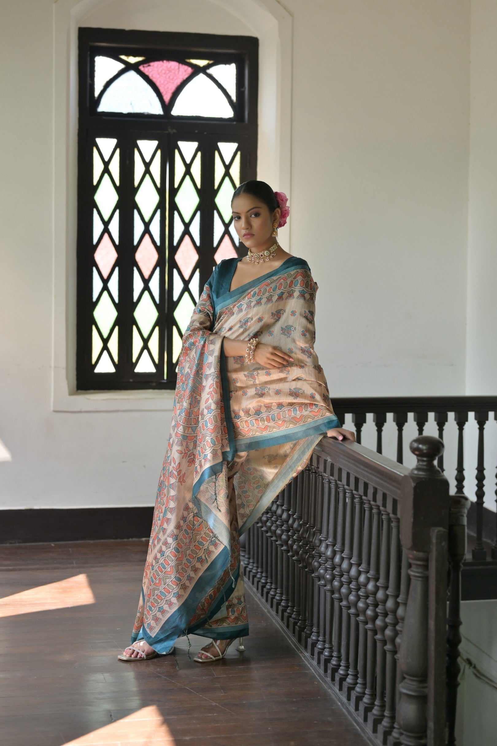 Jyoti Fashion Women's Rama Soft Tussar Silk Printed Designer Saree with Blouse - Distacart