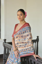 Jyoti Fashion Women's Red Soft Tussar Silk Printed Designer Saree with Blouse - Distacart