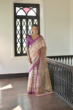 Jyoti Fashion Women's Wine Soft Tussar Silk Printed Designer Saree with Blouse - Distacart