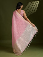 Jyoti Fashion Women's Pink Tissue Linen Silk Zari Woven Designer Saree with Blouse - Distacart