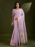 Jyoti Fashion Women's Purple Tissue Linen Silk Zari Woven Designer Saree with Blouse - Distacart