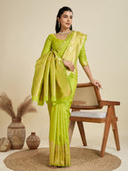 Jyoti Fashion Women's Green Soft Kanjivaram Silk Zari Woven Designer Saree with Blouse - Distacart