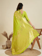 Jyoti Fashion Women's Green Soft Kanjivaram Silk Zari Woven Designer Saree with Blouse - Distacart
