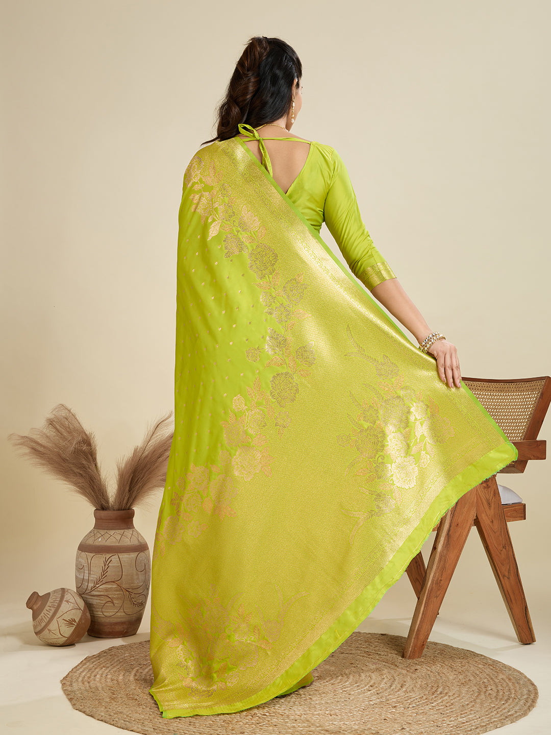 Jyoti Fashion Women's Green Soft Kanjivaram Silk Zari Woven Designer Saree with Blouse - Distacart