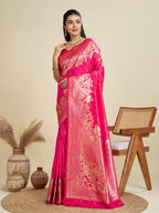 Jyoti Fashion Women's Pink Soft Kanjivaram Silk Zari Woven Designer Saree with Blouse - Distacart