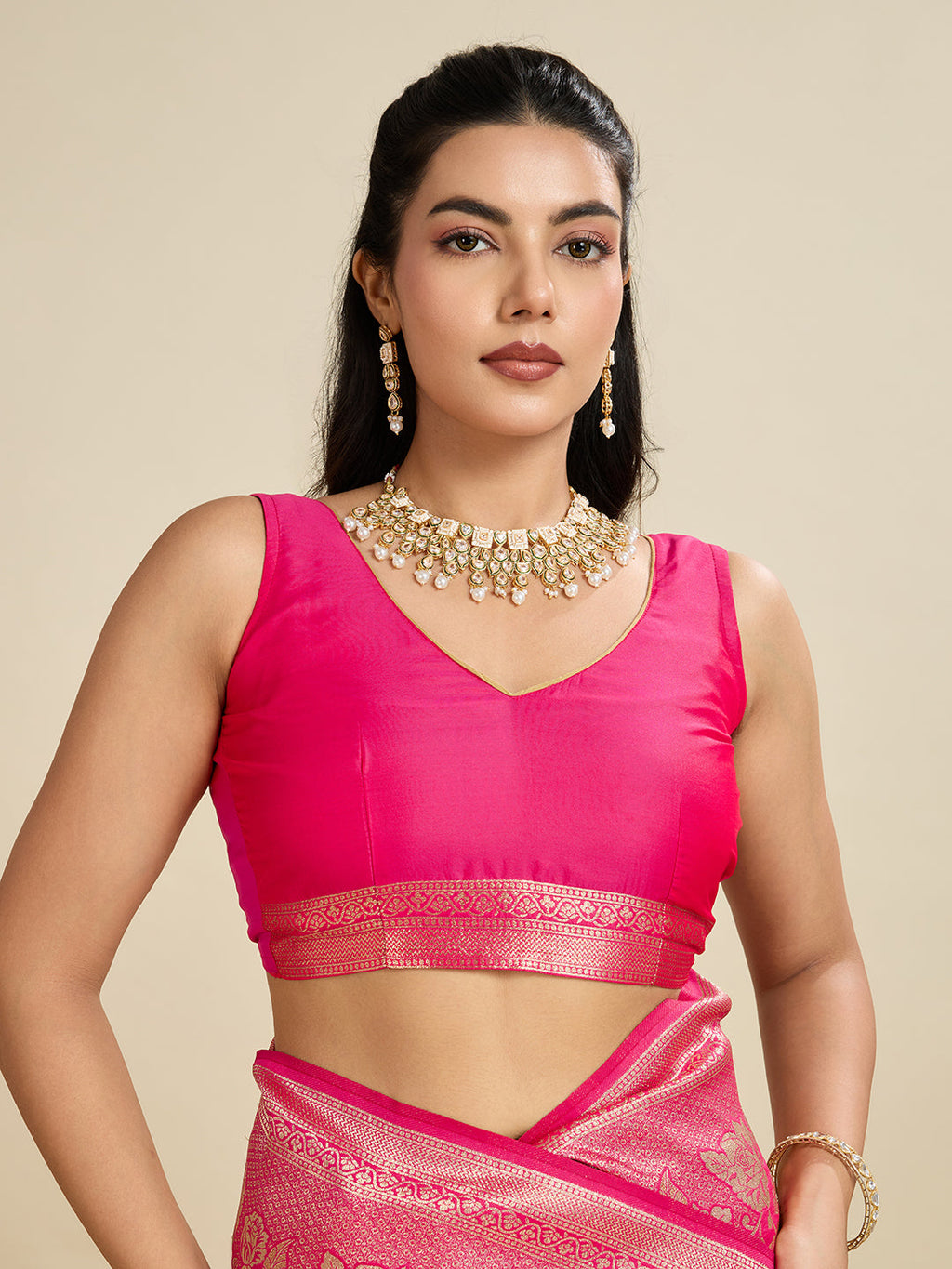 Jyoti Fashion Women's Pink Soft Kanjivaram Silk Zari Woven Designer Saree with Blouse - Distacart