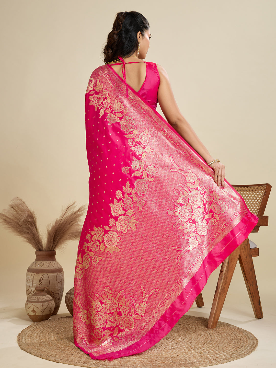 Jyoti Fashion Women's Pink Soft Kanjivaram Silk Zari Woven Designer Saree with Blouse - Distacart