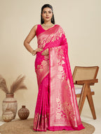 Jyoti Fashion Women's Pink Soft Kanjivaram Silk Zari Woven Designer Saree with Blouse - Distacart