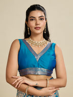 Jyoti Fashion Women's Blue Soft Kanjivaram Silk Zari Woven Designer Saree with Blouse - Distacart