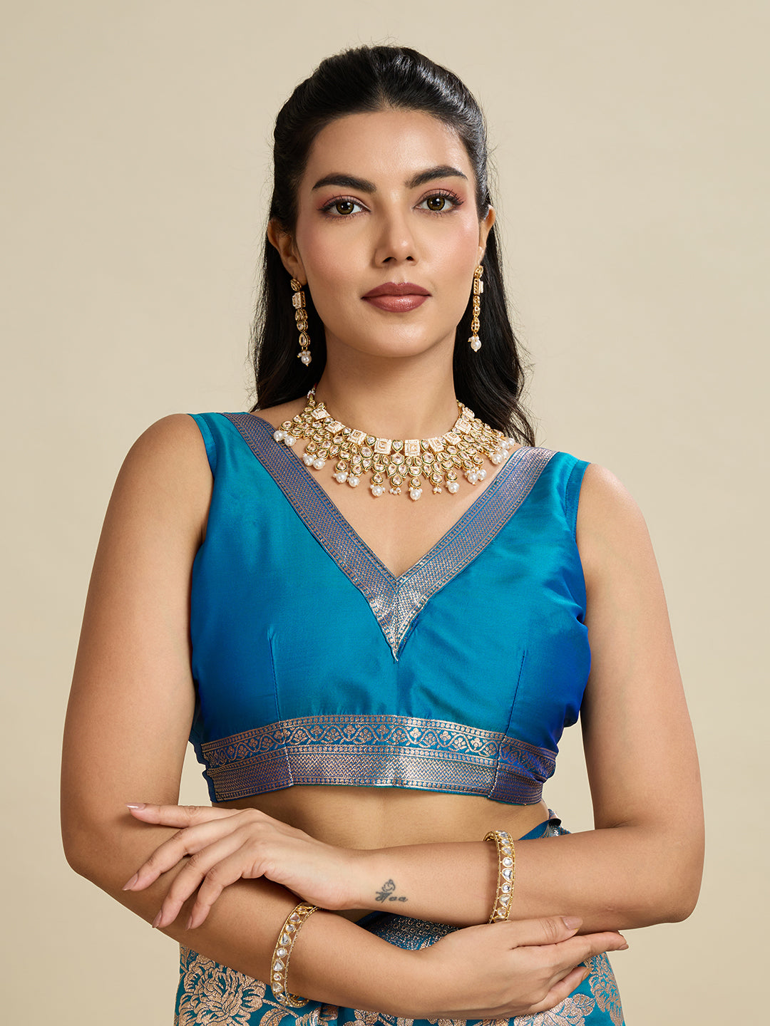Jyoti Fashion Women's Blue Soft Kanjivaram Silk Zari Woven Designer Saree with Blouse - Distacart