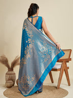 Jyoti Fashion Women's Blue Soft Kanjivaram Silk Zari Woven Designer Saree with Blouse - Distacart