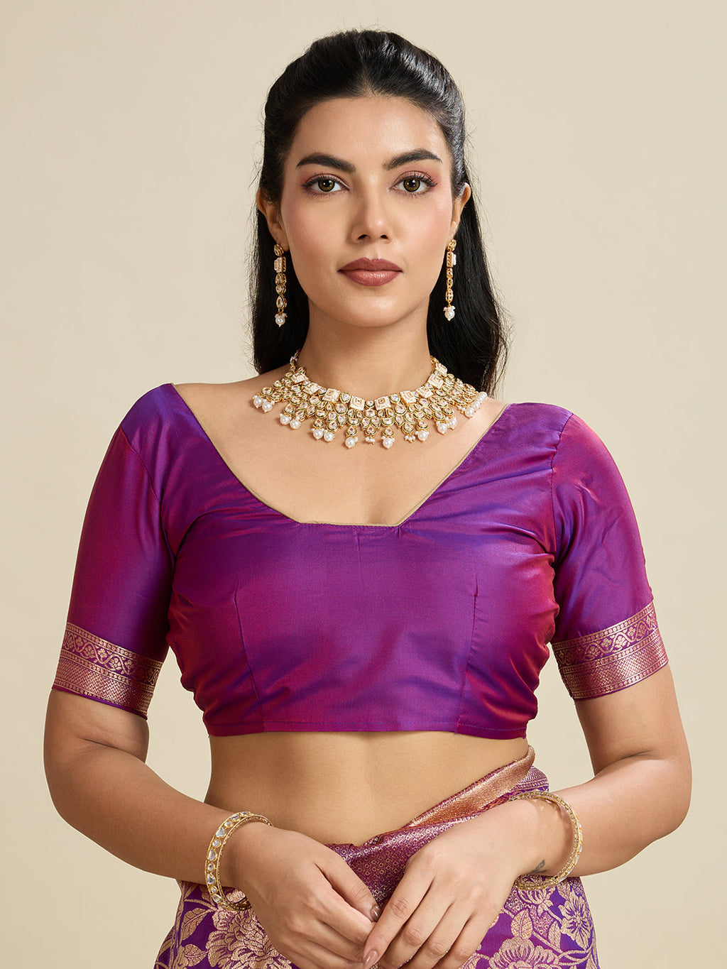 Jyoti Fashion Women's Purple Soft Kanjivaram Silk Zari Woven Designer Saree with Blouse - Distacart