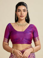 Jyoti Fashion Women's Purple Soft Kanjivaram Silk Zari Woven Designer Saree with Blouse - Distacart