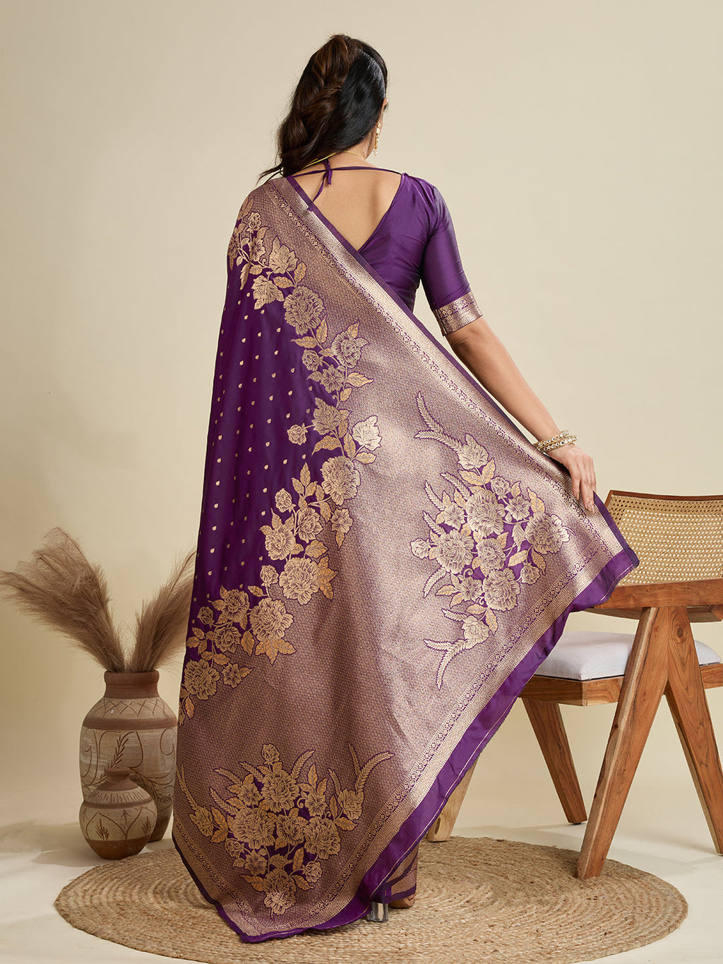 Jyoti Fashion Women's Wine Soft Kanjivaram Silk Zari Woven Designer Saree with Blouse - Distacart