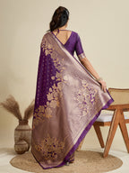 Jyoti Fashion Women's Wine Soft Kanjivaram Silk Zari Woven Designer Saree with Blouse - Distacart