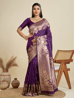 Jyoti Fashion Women's Wine Soft Kanjivaram Silk Zari Woven Designer Saree with Blouse - Distacart