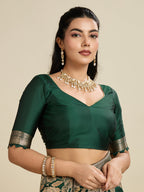 Jyoti Fashion Women's Bottle Green Soft Kanjivaram Silk Zari Woven Designer Saree with Blouse - Distacart