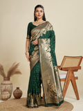 Jyoti Fashion Women's Bottle Green Soft Kanjivaram Silk Zari Woven Designer Saree with Blouse - Distacart