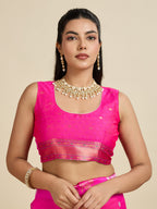 Jyoti Fashion Women's Pink Soft Kanjivaram Paithani Silk Zari Woven Designer Saree with Blouse - Distacart