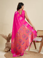 Jyoti Fashion Women's Pink Soft Kanjivaram Paithani Silk Zari Woven Designer Saree with Blouse - Distacart