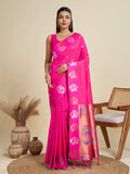 Jyoti Fashion Women's Pink Soft Kanjivaram Paithani Silk Zari Woven Designer Saree with Blouse - Distacart