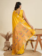Jyoti Fashion Women's Yellow Soft Kanjivaram Paithani Silk Zari Woven Designer Saree with Blouse - Distacart