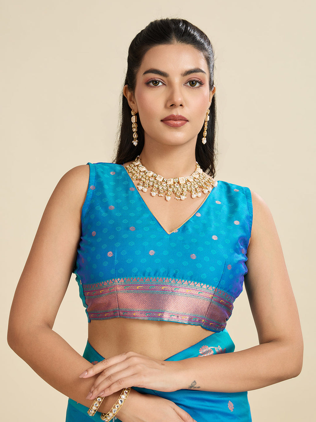 Jyoti Fashion Women's Sky Blue Soft Kanjivaram Paithani Silk Zari Woven Designer Saree with Blouse - Distacart