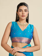 Jyoti Fashion Women's Sky Blue Soft Kanjivaram Paithani Silk Zari Woven Designer Saree with Blouse - Distacart
