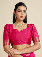 Jyoti Fashion Women's Rani Pink Soft Kanjivaram Paithani Silk Zari Woven Designer Saree with Blouse - Distacart