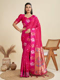 Jyoti Fashion Women's Rani Pink Soft Kanjivaram Paithani Silk Zari Woven Designer Saree with Blouse - Distacart