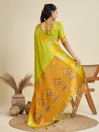 Jyoti Fashion Women's Mehendi Soft Kanjivaram Paithani Silk Zari Woven Designer Saree with Blouse - Distacart