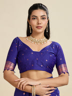 Jyoti Fashion Women's Blue Soft Kanjivaram Paithani Silk Zari Woven Designer Saree with Blouse - Distacart