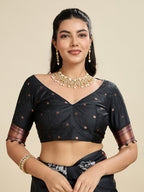 Jyoti Fashion Women's Black Soft Kanjivaram Paithani Silk Zari Woven Designer Saree with Blouse - Distacart