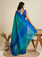 Jyoti Fashion Women's Rama Khadi Raw Silk Temple Woven Border Designer Saree with Blouse - Distacart
