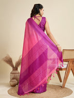 Jyoti Fashion Women's Pink Khadi Raw Silk Temple Woven Border Designer Saree with Blouse - Distacart