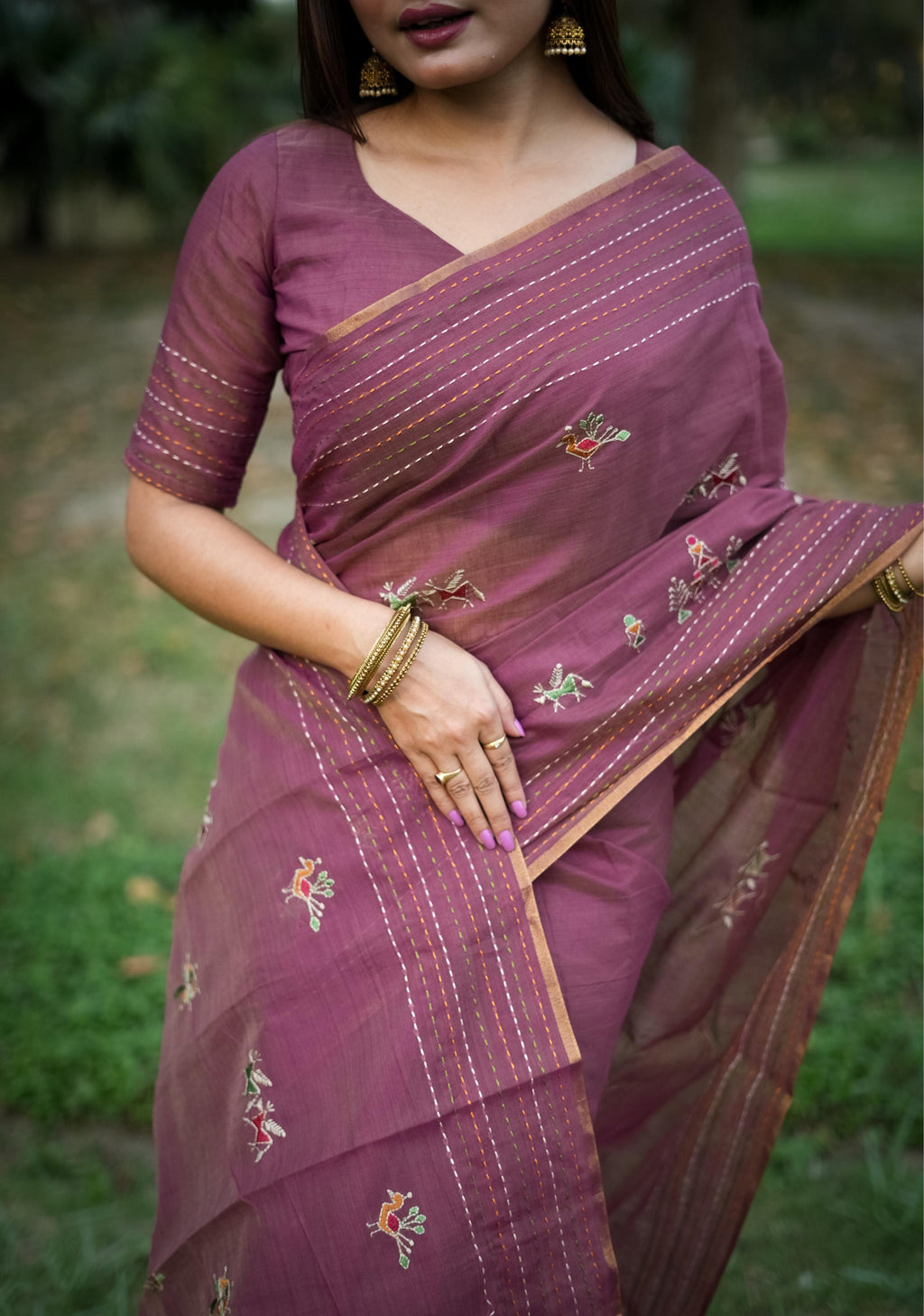 Jyoti Fashion Women's Wine Tussar Silk Traditional Thread Work Designer Saree with Blouse - Distacart