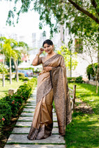 Jyoti Fashion Women's Cream Handloom Raw Silk Weaving Designer Saree with Blouse - Distacart