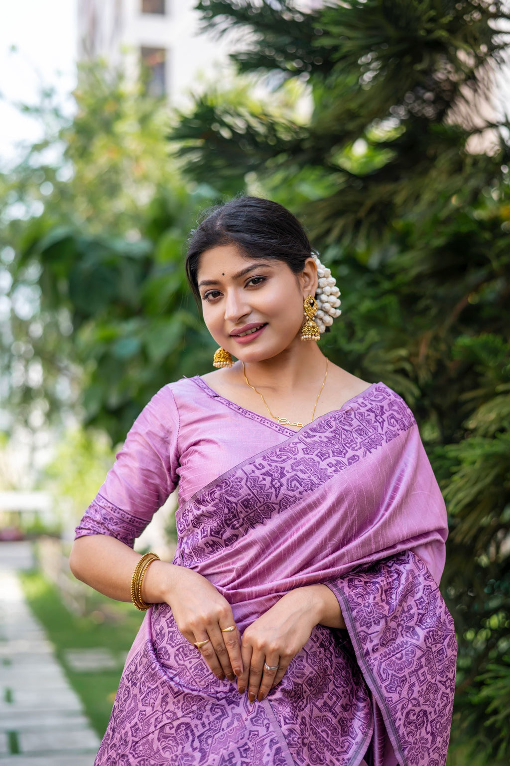 Jyoti Fashion Women's Purple Handloom Raw Silk Weaving Designer Saree with Blouse - Distacart