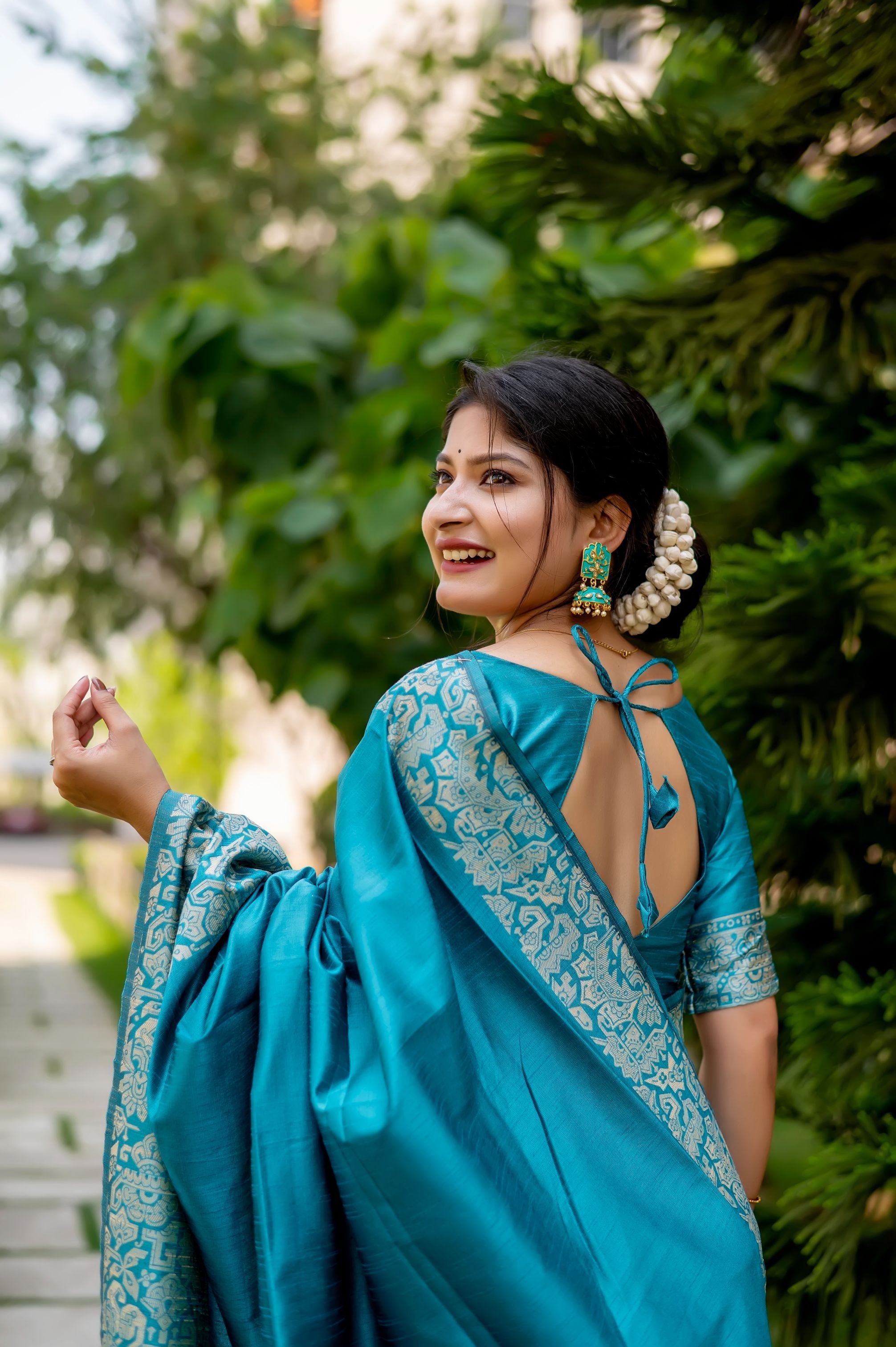 Jyoti Fashion Women's Sky Blue Handloom Raw Silk Weaving Designer Saree with Blouse - Distacart