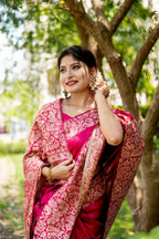 Jyoti Fashion Women's Pink Handloom Raw Silk Weaving Designer Saree with Blouse - Distacart