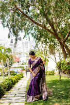 Jyoti Fashion Women's Wine Handloom Raw Silk Weaving Designer Saree with Blouse - Distacart