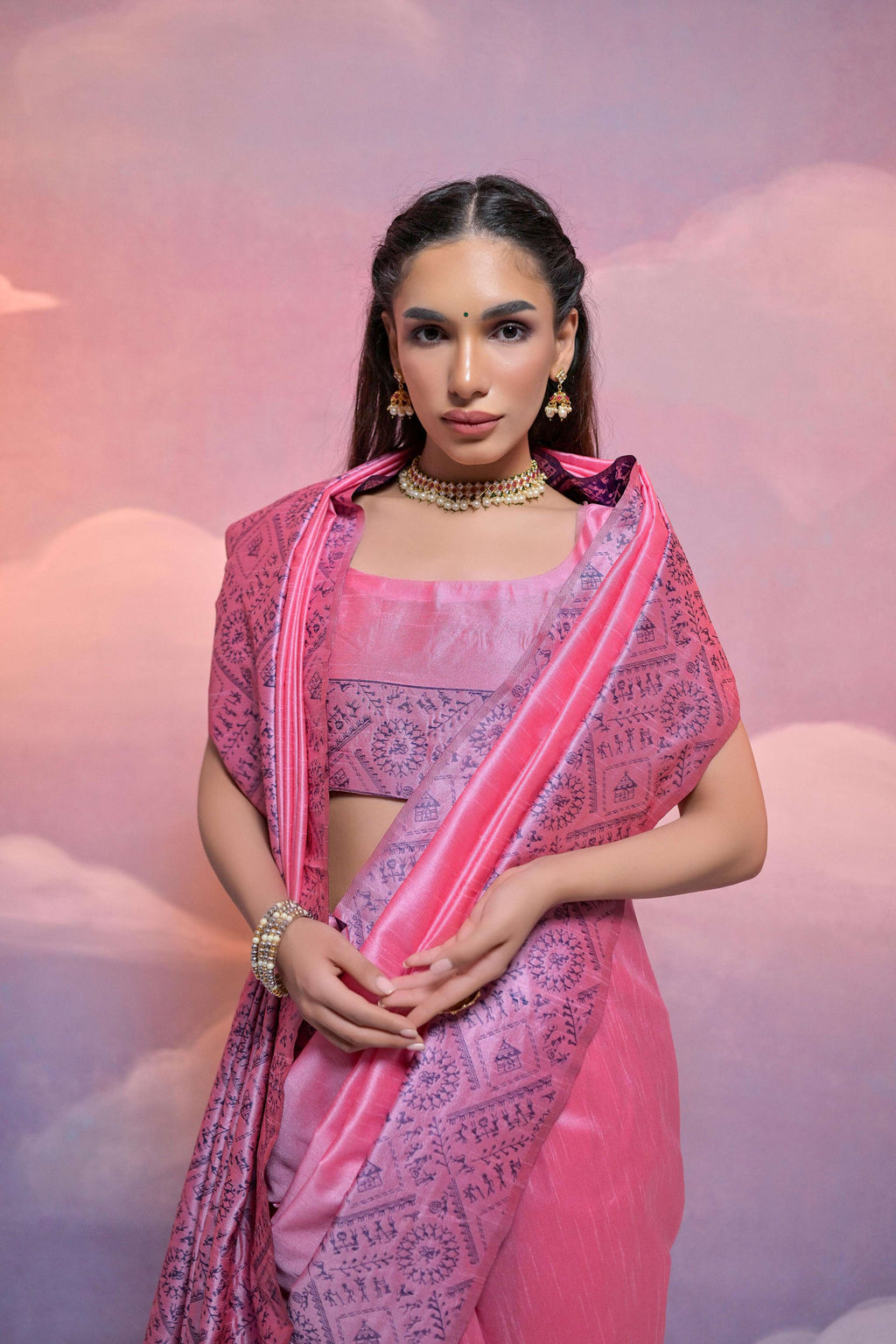 Jyoti Fashion Women's Pink Handloom Raw Silk Weaving Designer Saree with Blouse - Distacart