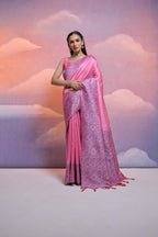 Jyoti Fashion Women's Pink Handloom Raw Silk Weaving Designer Saree with Blouse - Distacart
