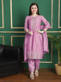 Jyoti Fashion Women's Pink Chinon Chiffon Floral Embroidery with Cording & Crystal Work Designer Straight Suit Set