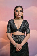 Jyoti Fashion Women's Black Handloom Raw Silk Weaving Designer Saree with Blouse - Distacart