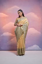 Jyoti Fashion Women's Cream Handloom Raw Silk Weaving Designer Saree with Blouse - Distacart
